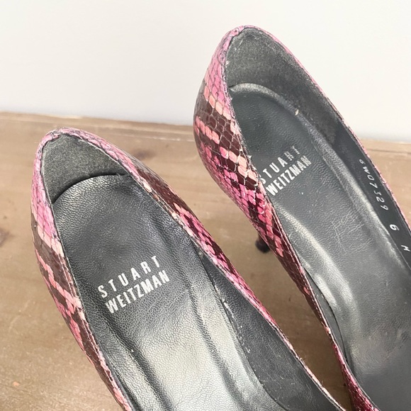Stuart Weitzman Snake Print Heels Pink Size 6 - Picture 7 of 8
